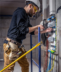 Licensed electrician performing commercial electrical services in Victoria