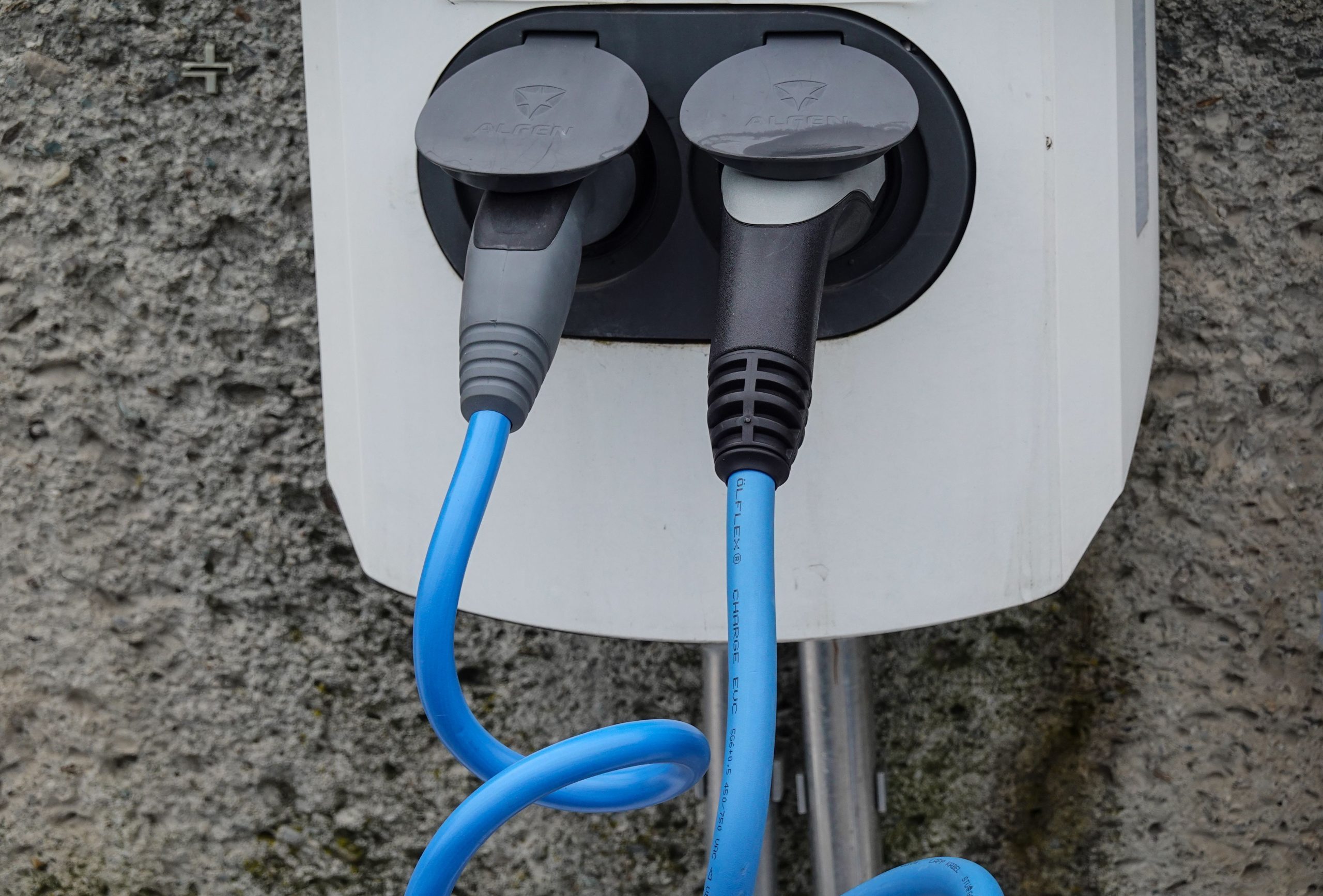EV charger installed on an exterior wall